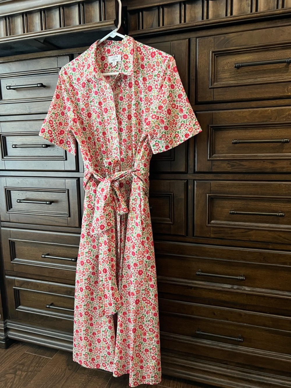 J. Crew Pink Floral Tie-Waist Maxi Dress